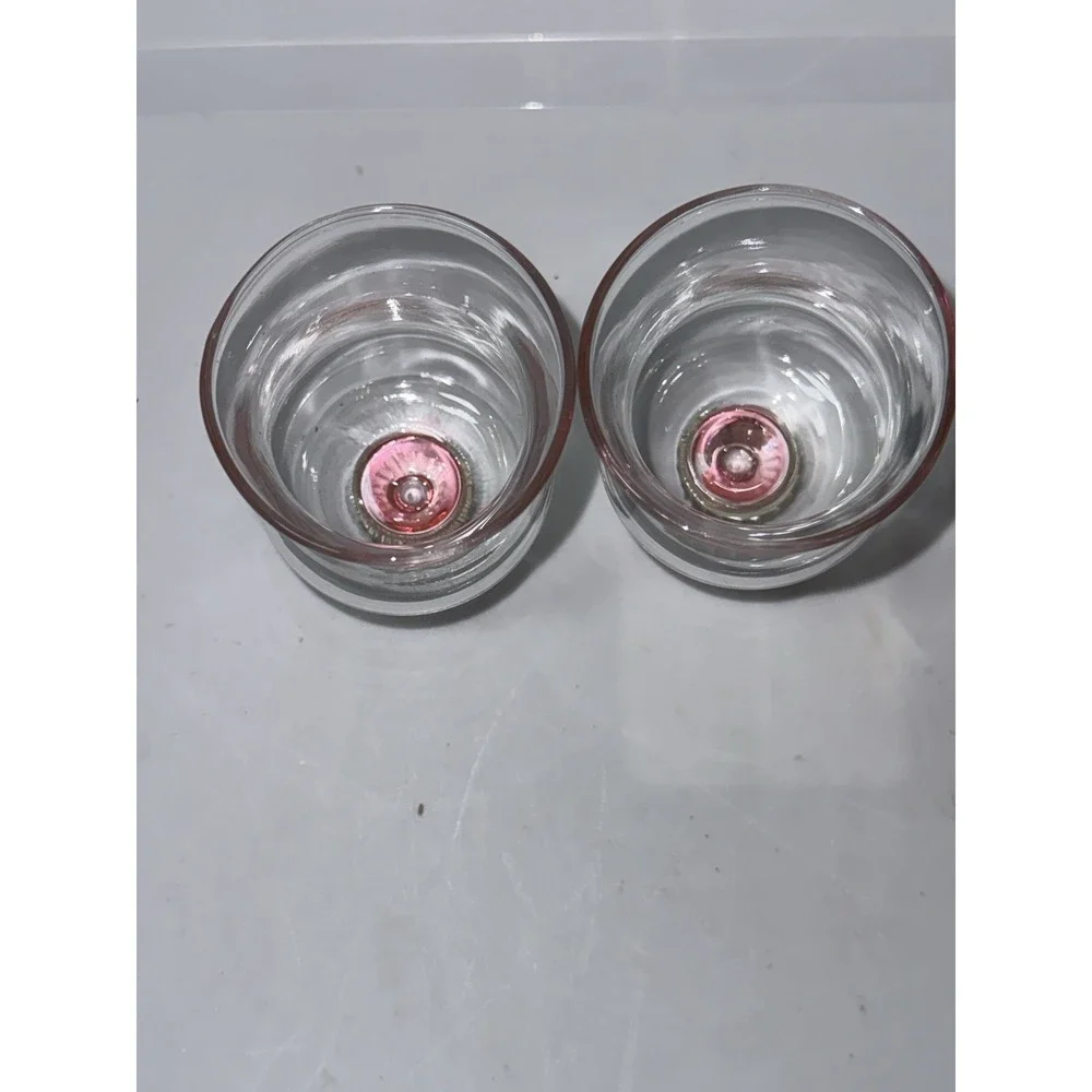 VTG Set of 2 Homco Bell Shaped Clear Glass Votive Cups Pegs Candle Holders 3.5